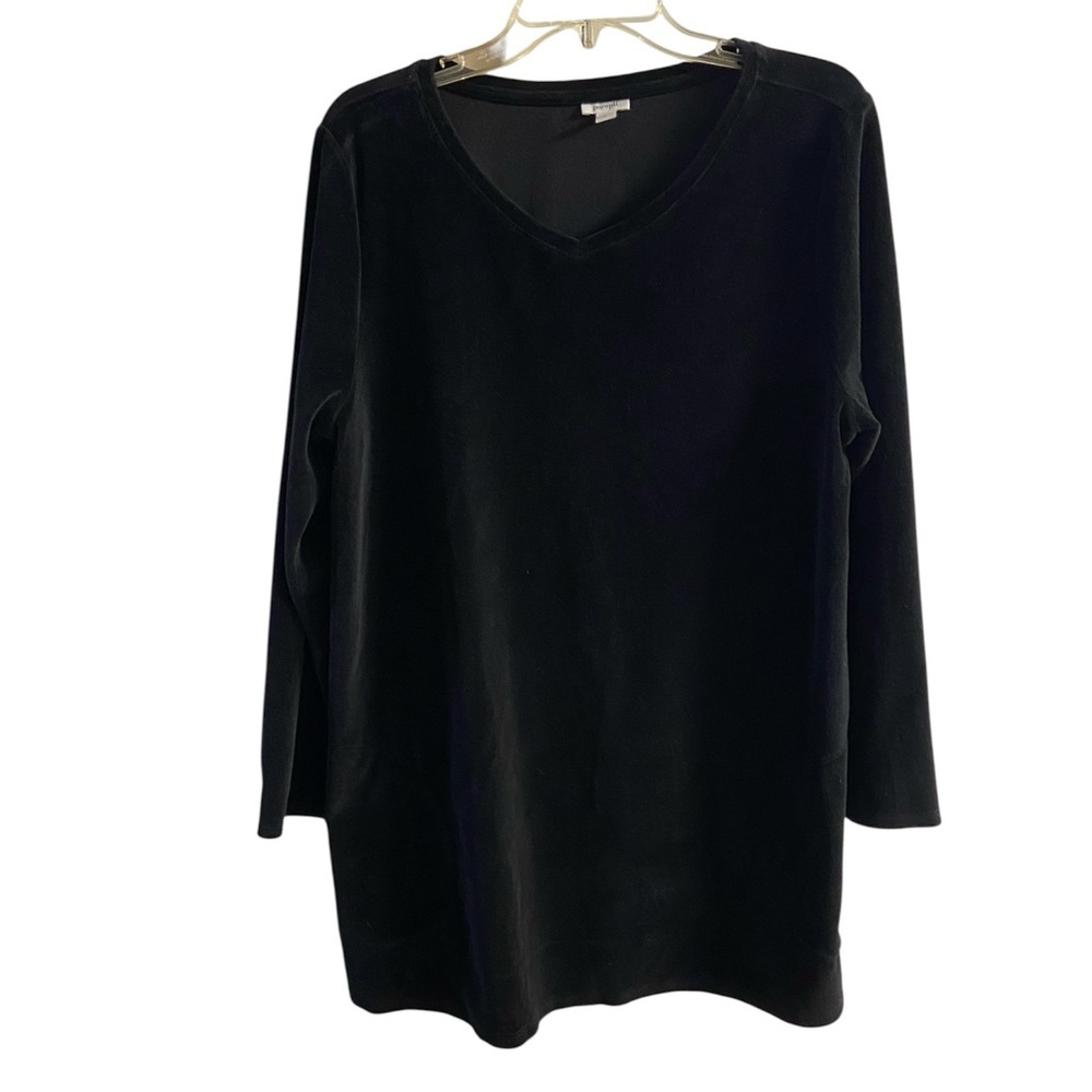 J Jill pure Jill velour tunic top Classic Black Long Sleeve Large